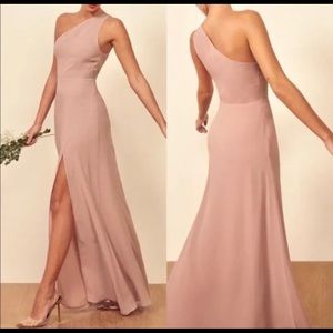 NWT REFORMATION Evelyn One Shoulder Maxi Dress - blush - size 8